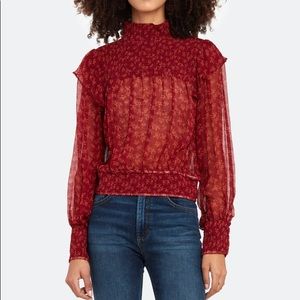 Roma smocked neck blouse